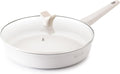THE ROCK SOHO 11-Inch Non Stick Frying Pan with Lid–Nothing Sticks, Never Warps, Lasts Longer, Ceramic Non Toxic Skillet with Heat-Resistant Handle, PTFE PFOA&PFAS Free, Oven & Dishwasher Safe, Cream