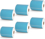 BETCKEY - 4" x 2.5" Shipping & Multipurpose Labels Compatible with Zebra & Rollo Label Printer,Premium Adhesive & Perforated[Light Blue, 6 Rolls, 3720 Labels]