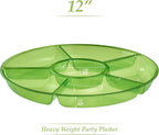 Plasticpro 6 Sectional Round Plastic Serving Tray/Platter (4, Green)