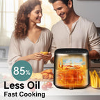 ASZ Digital Air Fryer 6qt with Window Up - 6 QT Big Airfryer 6-in-1 Presets Preheat Airfry Reheat Bake Roist Broil 400°F Airfrier 85% Oil Less,Nonstick Dishwasher-Safe Parts, Automatic Shutoff