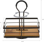 Gourmet Basics by Mikasa Nova Acacia Wood Rotating Condiment Caddy, 8.75 Inch, Black,5270309