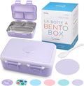 Small Stainless Steel Lunch Box for Baby Toddlers Girls, Mini Bento, 3 Eco Metal Portion Sections Leakproof Lid, Pre-School Daycare Lunches, Toddler Spill-Proof Snack Container, 18 oz/550 mL Purple
