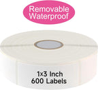 600 Blank Removable Freezer Labels with Perforation Line for Easy Distribution and Use. Waterproof and Oil-Resistant, Suitable for Food Containers, Jars, and Kitchen Organization.(1 "x 3")