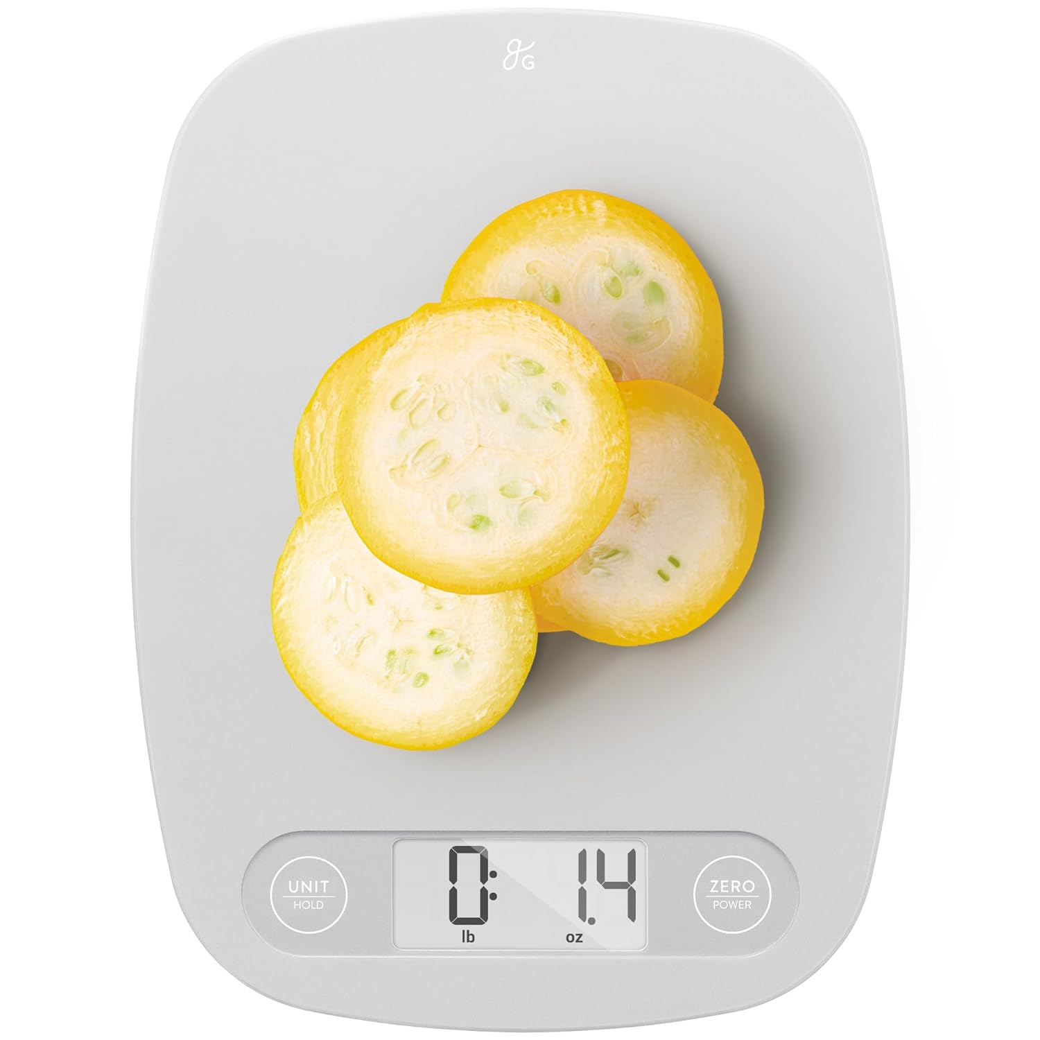 Greater Goods Compact Digital Kitchen Scale – Accurate Food Scale for Baking, Meal Prep, 4 Measuring Units, 11lb/5kg