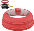 Microwave Splatter Cover, Vented Silicone and Glass Cover Splatter Guard Lid, Food Collapsible Plate Cover Lid with Easy Grip Handle. (Red, 9 inch)
