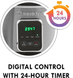 Kenmore 7 Quart Slow Cooker - Programmable crock pot with Dipper, Stainless Steel Electric Cookers, Warm Rice & Sous Vide Stew Soup For Lunch, Dishwaher Safe Non-Stick Ceramic Insert, Digital Control