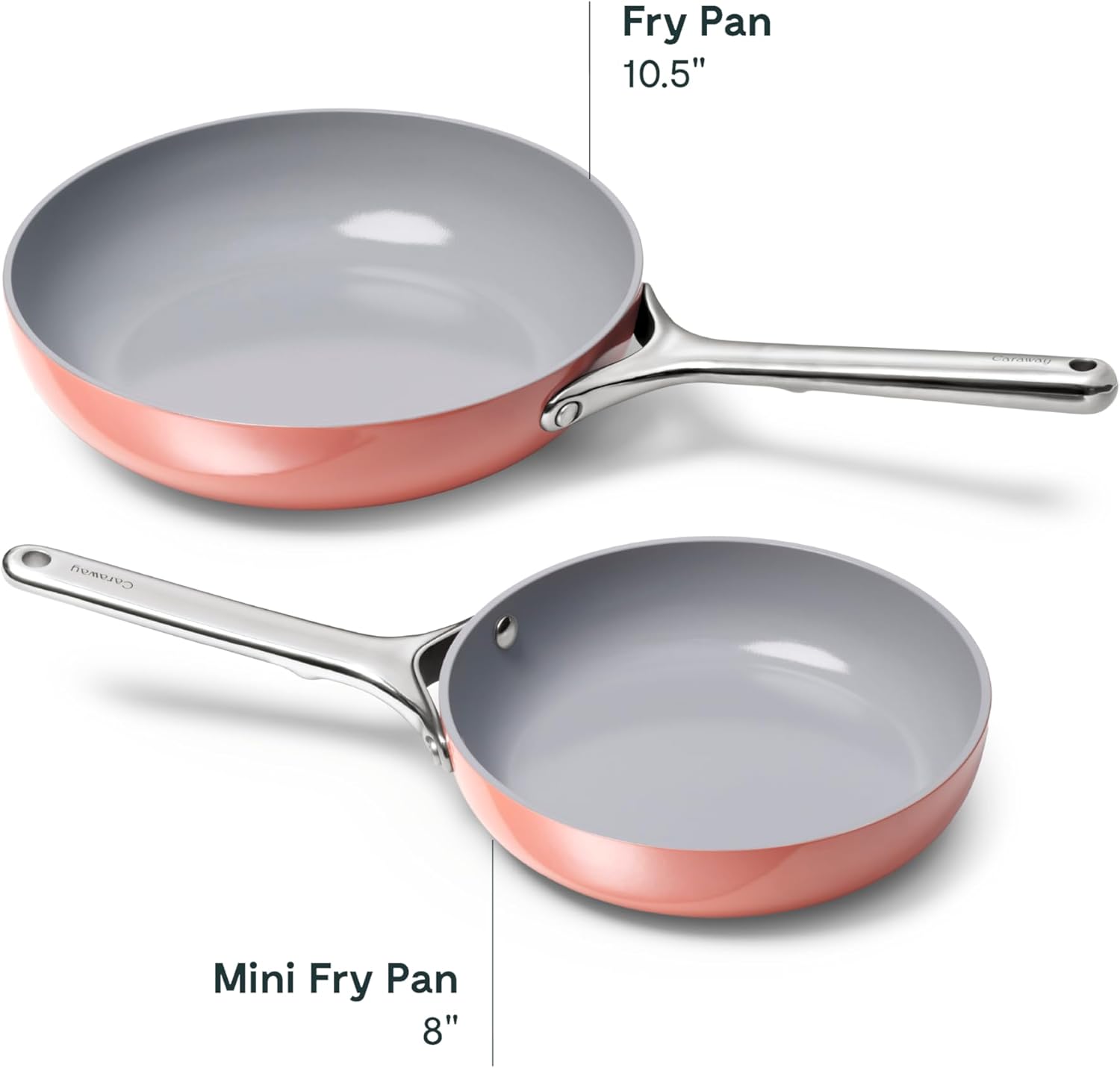Caraway Fry Pan Duo - Nonstick Ceramic Frying Pan (8" & 10.5”) - Non Toxic, PTFE & PFOA Free - Oven Safe & Compatible with All Stovetops (Gas, Electric & Induction) - Perracotta