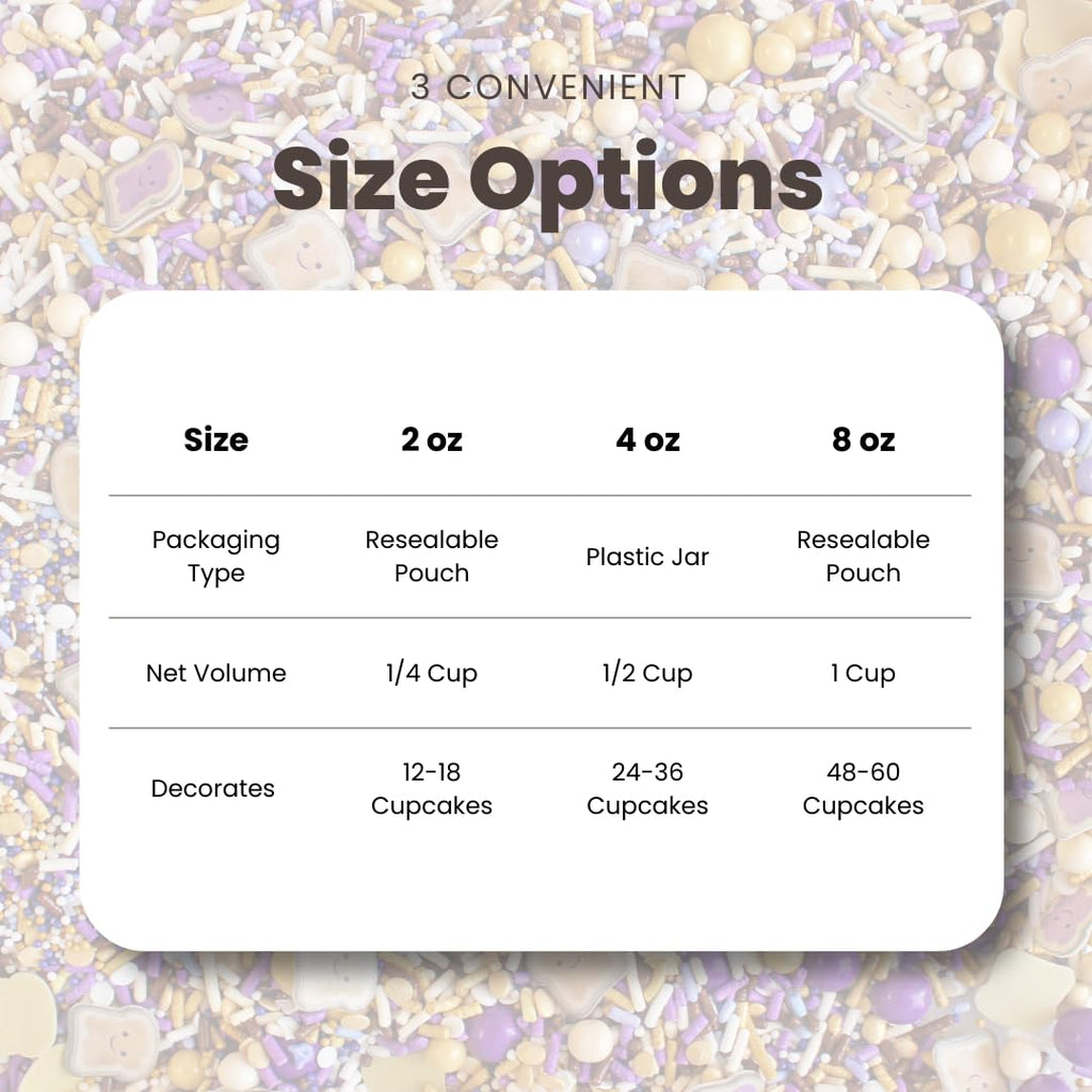 Sprinkle Pop PB&J Sprinkle Mix| lavender Purple Gold Cream Chocolate Sprinkles with ~10 Peanut Butter & Grape Jelly Slice Wafer Papers| Sprinkles Made in USA for Decorating Cake Cupcakes Cookies, 2oz