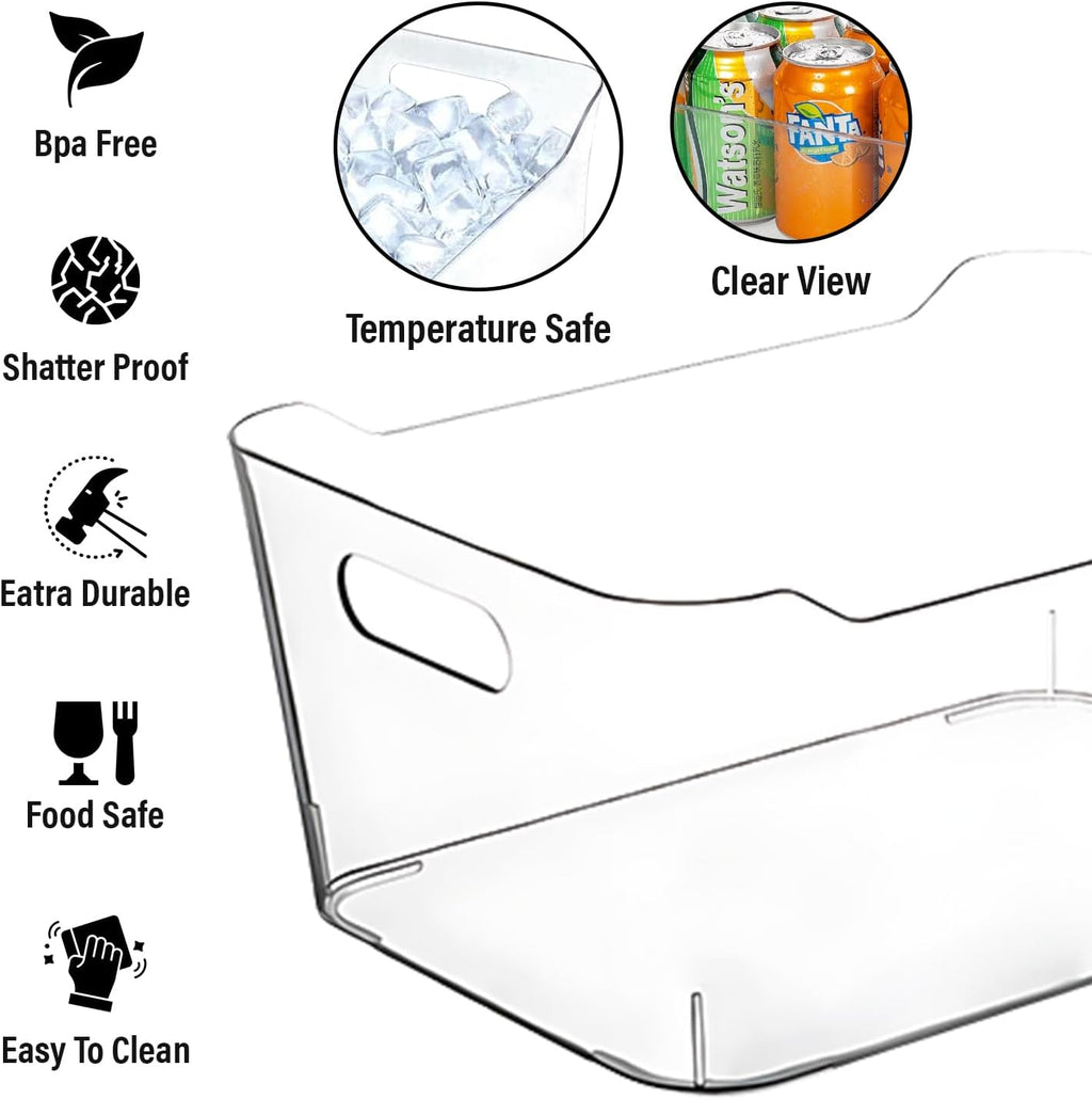 Clear Storage Bins, Pantry Organizers and Storage Containers Fridge Organizer Bins Kitchen Organization Cabinet Organizer Bin for organizing Cleaning Supplies Home Kitchen Refrigerator Containers