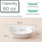 DOWAN Large Serving Bowls with Handles, 60 OZ Oval Serving Platter for Turkey, Fruit Salad Serving Dishes for Entertaining, Porcelain Pasta Bowls for Mother's Day, Parties, Set of 2, Soft White