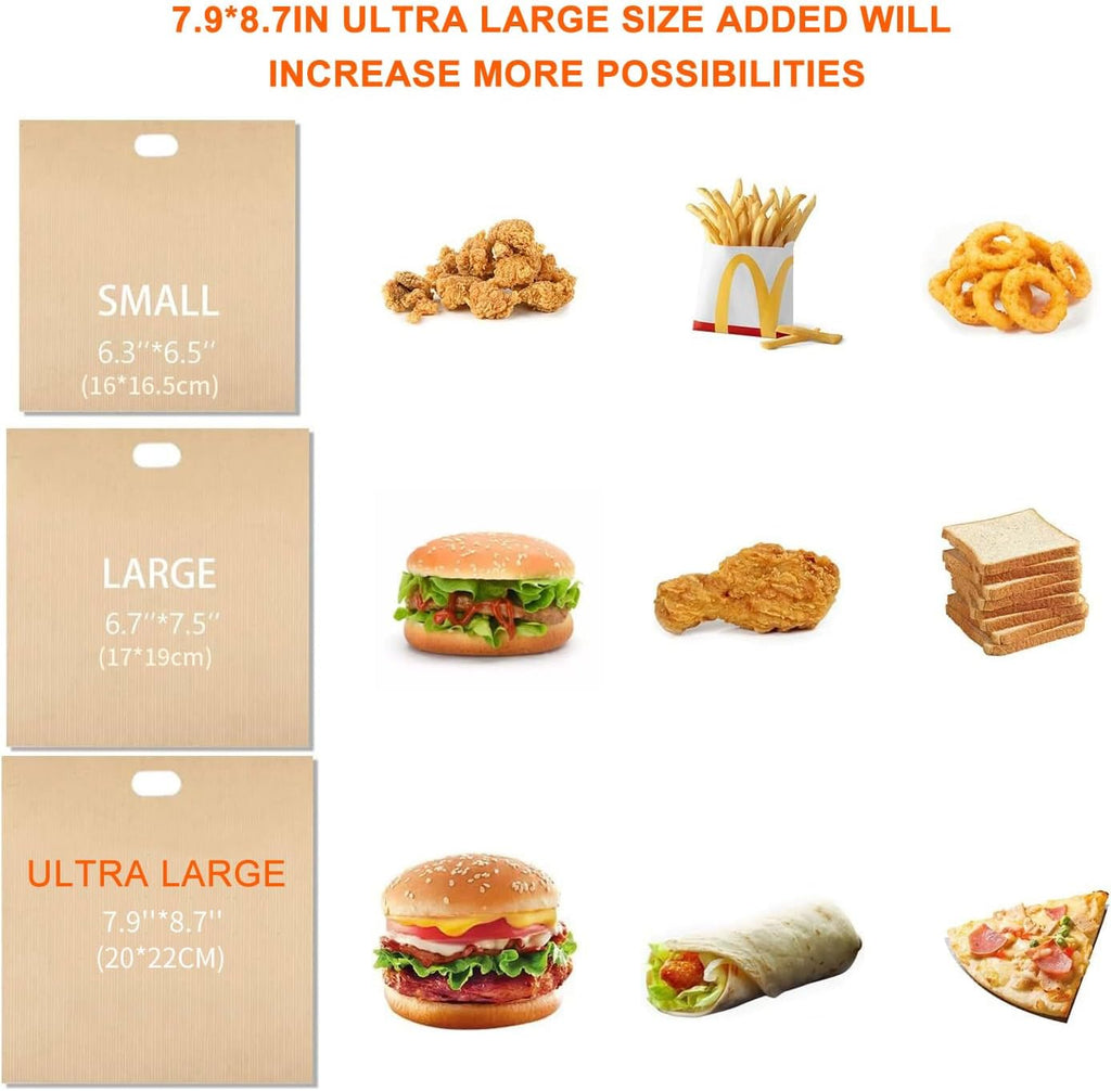 8 Pack Toaster Bags Nonstick Reusable Easy to Clean for Grilled Cheese Sandwiches Toast Bread Snacks (8)