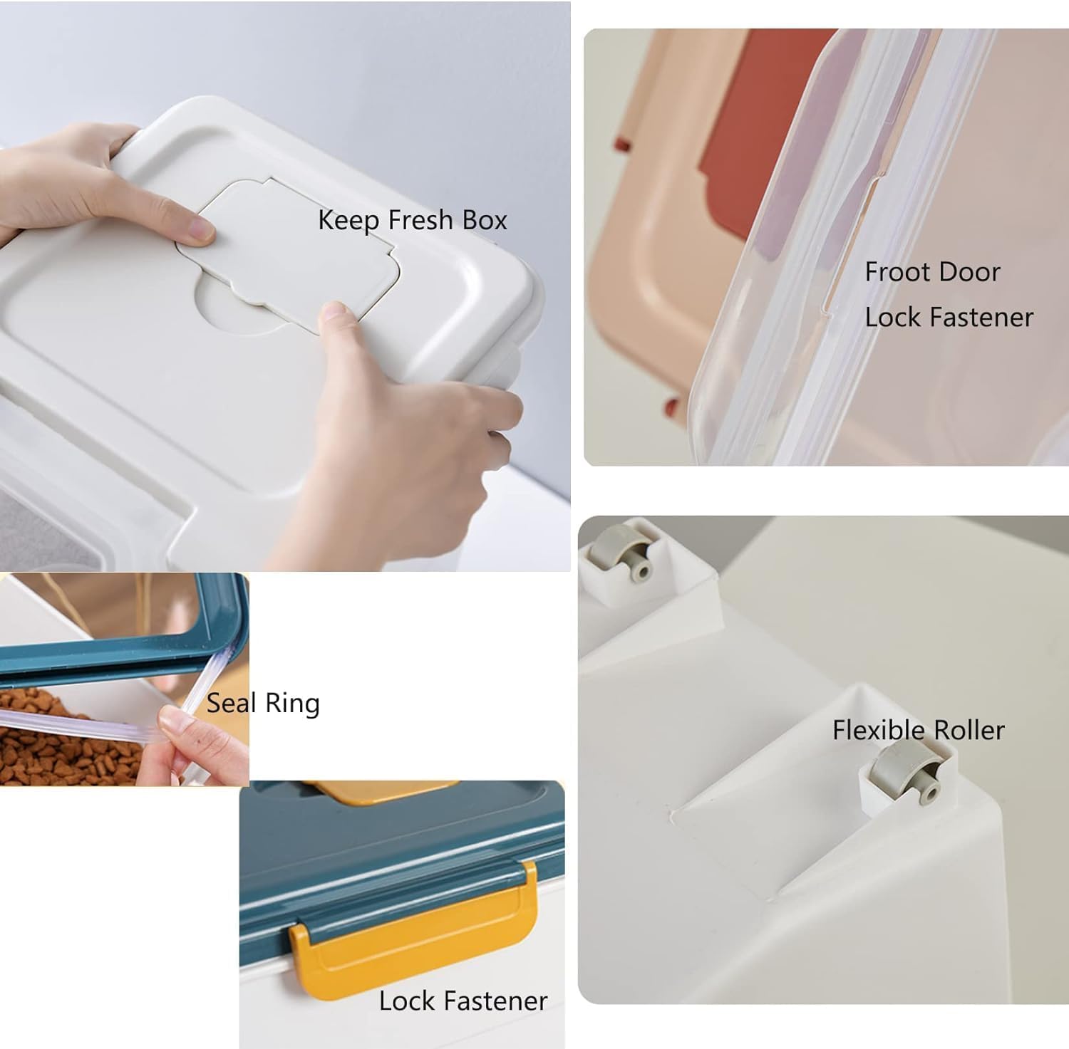 Airtight Flour Storage Container Bin 50lbs (2 Pack) - BPA Free Rice & Food Dispenser with Locking Lid, Measuring Cup & Scoop - Kitchen Pantry Organizer for Cereal, Grain, Pet Food (Grey)