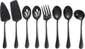 Black Serving Utensils,8 Pcs Stainless Steel Serving Utensil Set Include Serving Spoons,Serving Fork,Soup Ladle,Lasagna Server,Pie Server,Large Serving Set for Parties Buffet Home,Dishwasher Safe