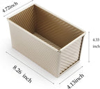 Monfish Pullman loaf Pan – loaf pan w lid - Wavy Non-Stick Toast Mold - Loaf Bread Baking Pan champagne gold (8.5x4.75x4.5)