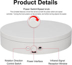 Motorized Rotating Display Stand Rotating Lazy Susan Electric Turntable for Display,Photography Turntable for 3D Scanner, Remote Control Angle/Speed,Step/Swing/Continuous Rotation