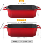 Bread Pan Cast Iron Loaf Pan with Lid Bread Loaf Pan 9x5 Inch Loaf Pan Enameled Cast Iron Sourdough Loaf Pan, Red
