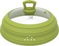 Microwave Splatter Cover Vented Glass Splatter Guard Lid with Collapsible Silicone for Food as Pot Cover 11.8 inch Large Plate for 6 7 8 9 10 11 inch Plate Bowl