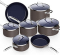 Nuwave 12pc Forged Lightweight Cookware Set, G10 Healthy Duralon Ceramic Ultra Non-Stick Coating, Vented Tempered Glass Lids, Stay-Cool Handles, Induction-Ready & Works on All Cooktops, PFAS Free