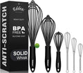 Silicone whisk, Non scratch coated whisk for cooking 7+9+11inch whisks and 3pcs 5+6+7inch 304 stainless steel small whisks, Suitable for Beating, Blending, great for cooking and baking.