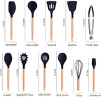 Cooking Utensils Set,19 Kitchen Set Utensils Set with 11 Pieces Spatula Cooking Utensils,Heat Resistant Silicone Utensils 6 Piece Sharp Knife Set 2 Pieces Utensil Cutting Board (Black 19 PCS Set)