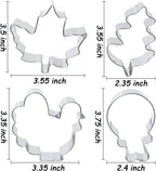 Thanksgiving Cookie Cutters 7PCS, Large Pumpkin Turkey Pine Cones Maple Leaf Squirrel Fall Cookie Cutters Shapes, Sturdy Metal Fondant Biscuit Cutters for Home Holiday Baking with Family