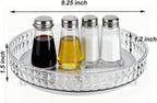 2-Tier Diamond Pattern Lazy Susan Turntable, Green, Clear, Compact Storage Organizer for Kitchen, Bathroom, Sace Saver (Diamond Clear, 9.25inch 2 Pack)