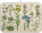 Herbs Flowers Botanical Plant Dish Drying Mat for Kitchen Counter Absorbent Microfiber Drying Pad, Large 18x24 in, Reversible Drainer Mats