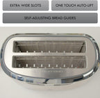 Kenmore Elite toaster 4 slice - long slot countertop kitchen appliance, tostadora de pan, front toast option, easy clean crumb tray, digital control, modern stainless steel design, bread bagel waffels