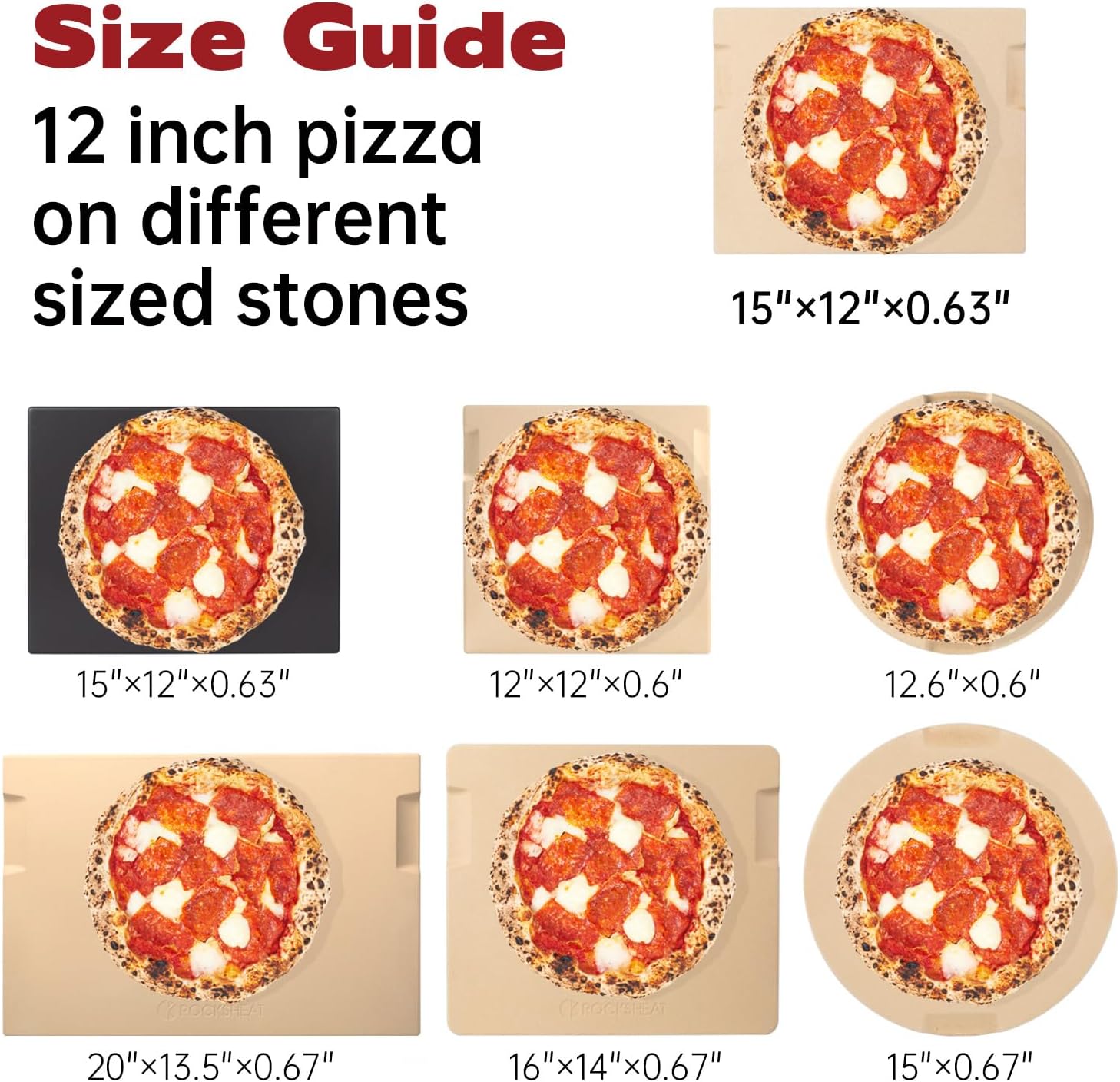 Pizza Stone, 15"x12" Rectangular Pizza Stone for Oven Grill BBQ, Cordierite Baking Stone for Bread, Unique Built-in 4 Handles Cooking Stone