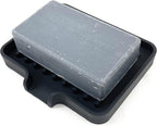 Happitasa Silicone Soap Dish Tray and Sponge Holder with Drain Chute, Pack of 2 | Bathroom and Kitchen Sink Organizer Caddy (Black, 5.2"x4", 7.2 Ounces)