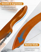 16.5” Bread slicer for Homemade Bread, Serrated Bread Knife for homemade bread with Bow Design, Premium Bread Knife, Bread Slicer, Bread Cutter for Bagels, Baguettes, Light Brown Color