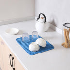 Silicone Dish Drying Mat for Multiple Usage,Easy clean,Eco-friendly,Heat-resistant Silicone Mat for Kitchen Counter or Sink,Refrigerator or Drawer liner Lichen BlueL M 12 inches x 12 inches