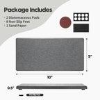 2PCS 10"x 5" Large Bathroom Sink Vanity Trays, Water Absorbing Diatomite Stone Quick Drying Mat for Kitchen Counter, Dish Rack Dispensers Sponge Holder Caddy Organizer, Dark Gray,