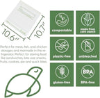 100% Compostable Food Storage Bags [Gallon 400 Pack] Eco-Friendly Freezer Bags, Resealable Bags, Heavy-Duty, Reusable, Off-White by Earth's Natural Alternative