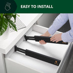 ROYAL CRAFT WOOD Adjustable Bamboo Drawer Dividers – Expandable Organizer for Kitchen, Bedroom, Bathroom, Dresser & Office – 4-Pack 17-22", Black