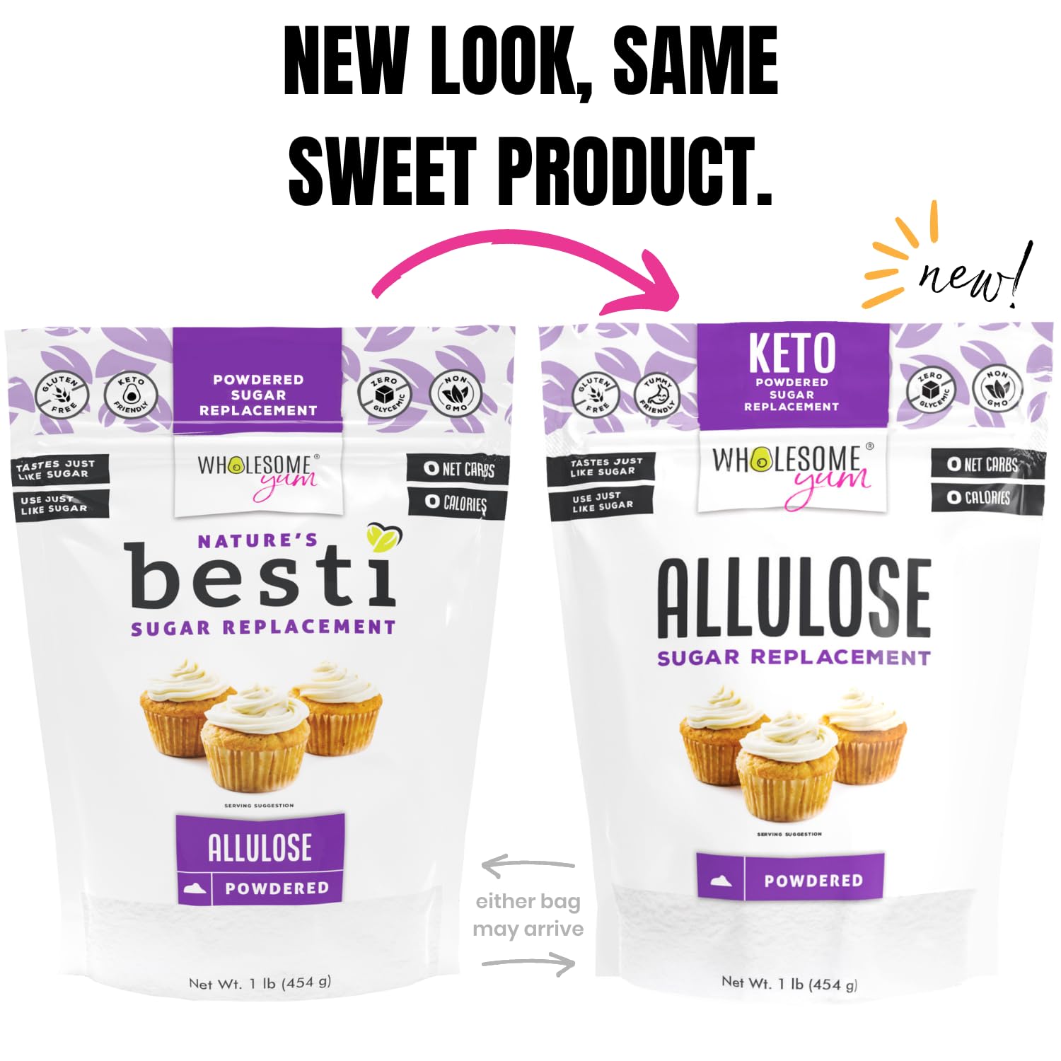 Wholesome Yum Powdered Allulose Sweetener - Natural Powdered Sugar Substitute - Keto, Non GMO, Zero Carb, 0 Calorie, Sugar Free, No Aftertaste Tummy Friendly - Confectioners Sugar Replacement (1 lb)