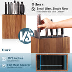 ENOKING XXL Acacia Wood Knife Holder – Large Universal Knife Block with Blade-Protecting Slots, Holds 26+ Knives, Scissors, and Sharpening Rods, Space-Saving Kitchen Storage Organizer