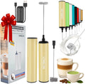 Rechargeable Milk Frother, Electric Coffee Foamer, Handheld Drink Mixer for Latte, Cappuccino, Coffee, Eggs, Hot Chocolate, Protein,Beige