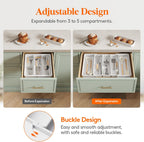 Lifewit Utensil Organizer for Kitchen Drawers, Expandable from 13‘’ to 22.4'', 15'' Depth, Plastic Cutlery Silverware Flatware Holder, Spatula Tools and Gadgets Storage, Large, White