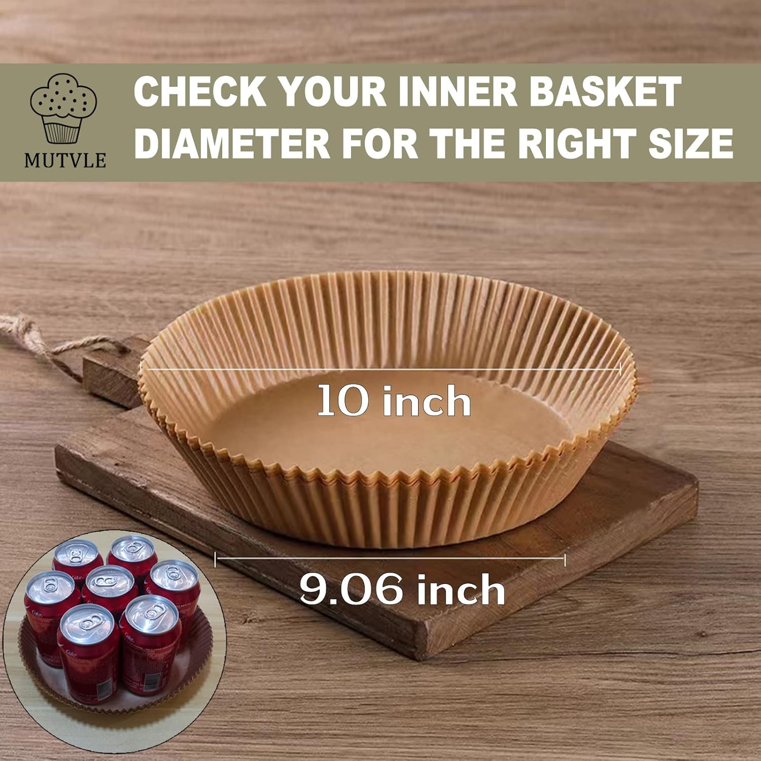 10 Inch Air Fryer Disposable Paper Liner Round, [ XXL Size] 100Pcs Parchment Paper Liners for 7QT Air Fryer, Non-stick, Food Grade Baking