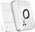 Leonyo 13" Rectangular Basting Cover with 11"x 9" Cooling Rack, Cheese Melting Dome & Wire Rack for Baking, Griddle Accessories with Steam Dome Lids for Oven, BBQ Flat Top Grill Cooking