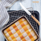 CHEFMADE Square Cake Pan, 8-Inch Deep Dish with Removable Loose Bottom Non-Stick Square Bakeware for Oven Baking (Champagne Gold)
