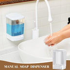 Hushee 2 Pcs Commercial Soap Dispenser Wall Mounted Manual Soap Dispenser Containers Bathroom Plastic Hand Wash Wall Containers for Kitchen Hotel Liquid