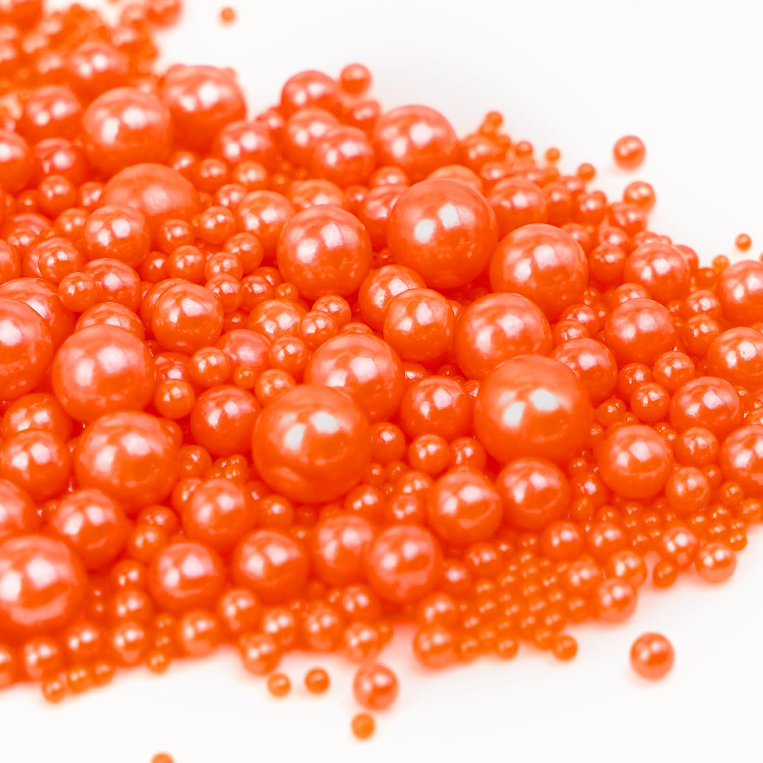 Edible Orange Pearl Sprinkles, Sugar Candy, 130g/4.58oz, Edible Orange Pearls Sprinkles for Cupcake Decorating, Cupcake Toppers, Cake Decorations