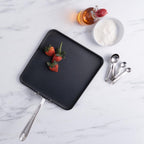 All-Clad HA1 Hard Anodized Nonstick Griddle 11x11 Inch Oven Broiler Safe 500F, Lid Safe 350F Pots and Pans, Cookware Black