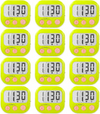 12 Pack Digital Kitchen Timers for Cooking Magnetic Timer for Cooking Loud Alarm Green