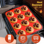 FUNBAKY Silicone Muffin Pan for Baking, Metal Reinforced Frame Muffin Pan Nonstick 12 Cups for Oven Baking Easy to Handle BPA Free