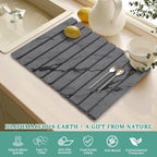 Stone Dish Drying Mat for Kitchen Counter, 24''×15'' Dark Grey Marble Dishes Drying Matt Kitchen Counter, Absorbent Diatomaceous Earth Bath Quick Dry Mats for Tableware, Bottles and Cup