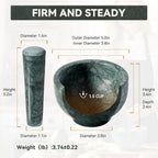 Koville Indian Natural Marble Mortar and Pestle Set, Grinder Bowl for Guacamole, Salsa, Pill Crusher, Spice, Herb, Garlic, Nut, Heavy Duty Grinder for Kitchen