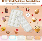 Silicone Muffin Pans for Baking 2 Pack, 2.6 Inch with Metal Reinforced Frame, Regular Size Nonstick Cupcake Pan 12 Cups for Baking Homemade Muffins, Dishwasher Safe BPA Free-Grey